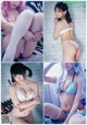 A series of four pictures of a woman in lingerie.