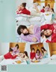 A group of young women laying on top of a bed.